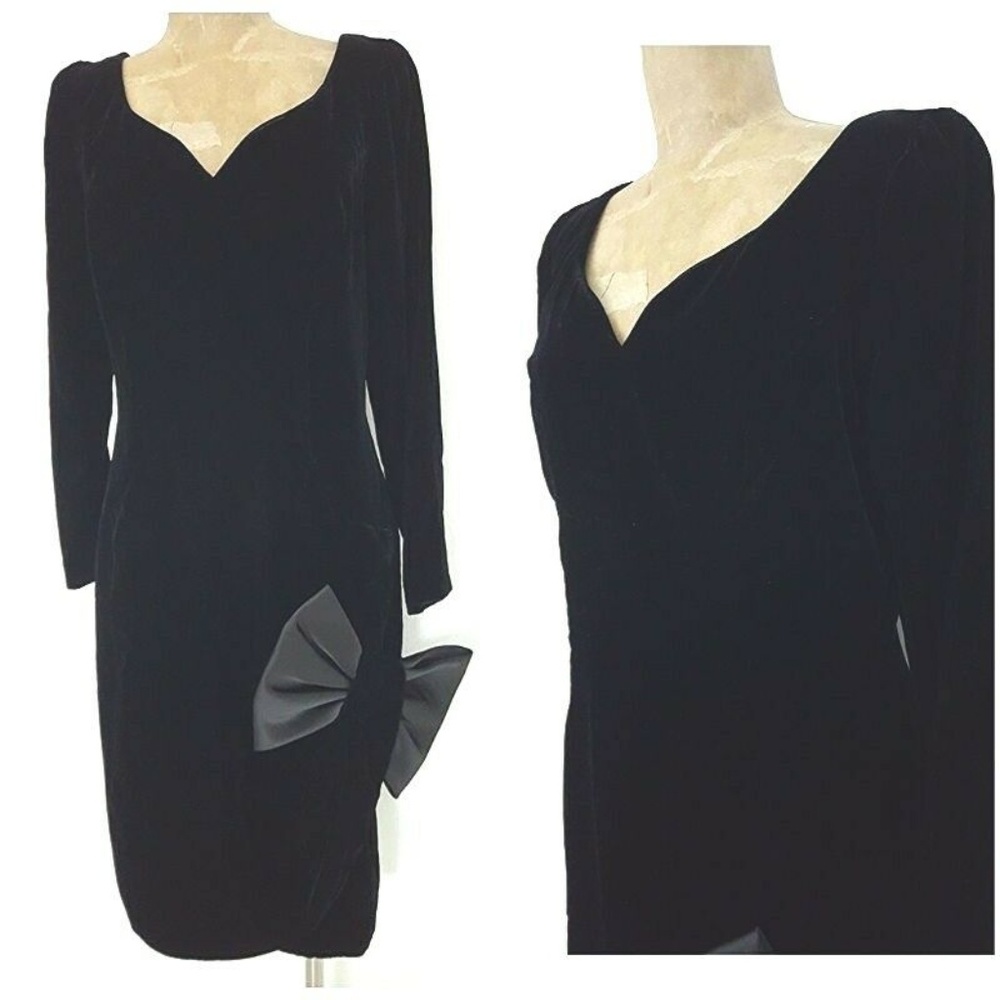 Vintage 80s Raul Blanco Velvet Party Dress Size Medium
